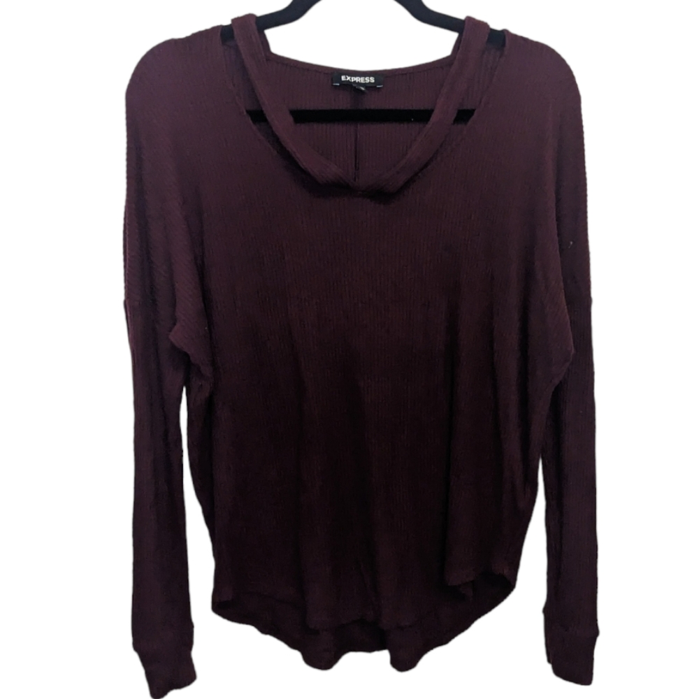 Express Burgundy Cut Out Oversized Sweater XS